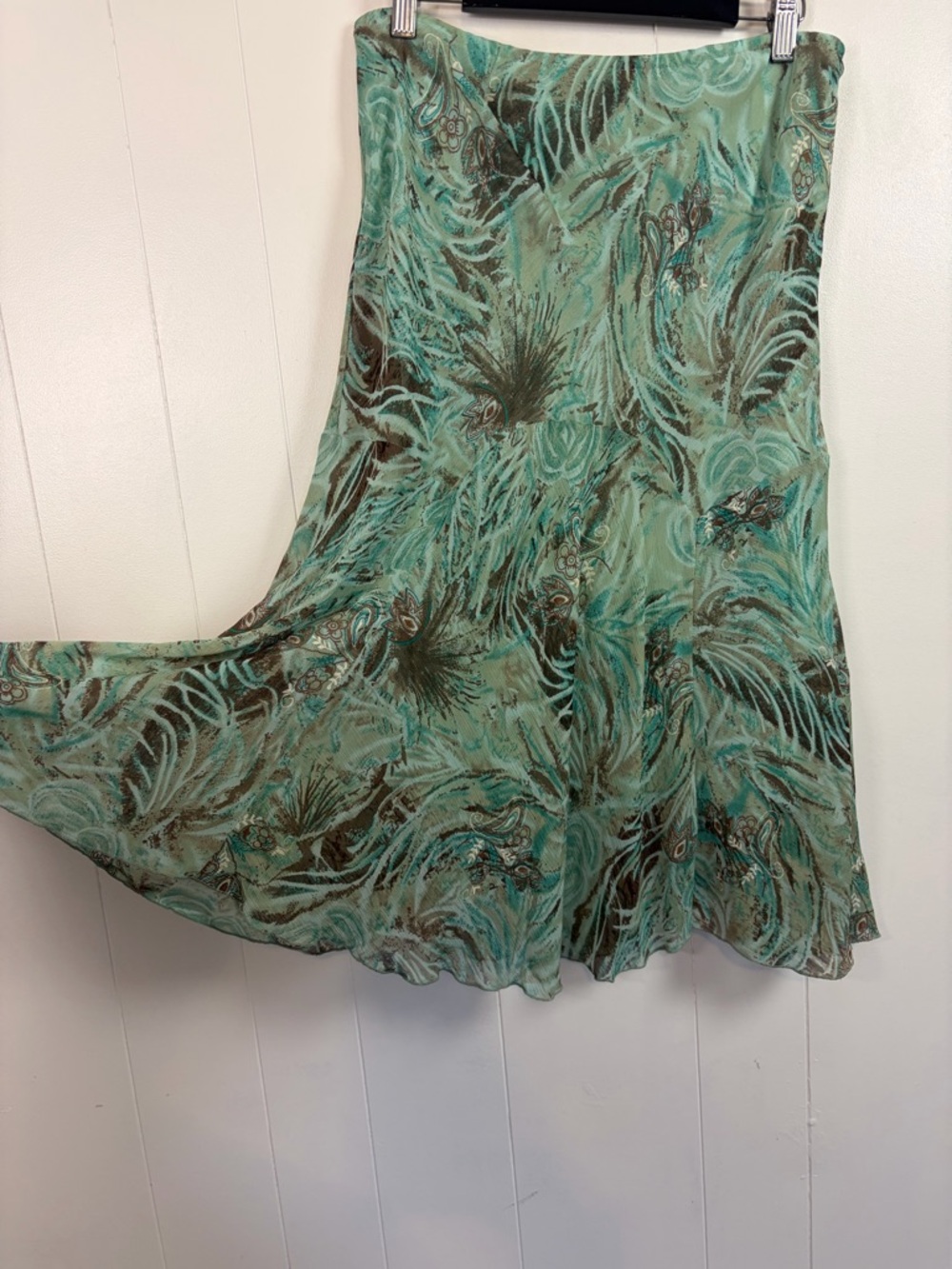 Vintage Y2K Mermaidcore Green Midi Skirt Sheer Mesh Womens Medium Low Rise 90s - Picture 5 of 12